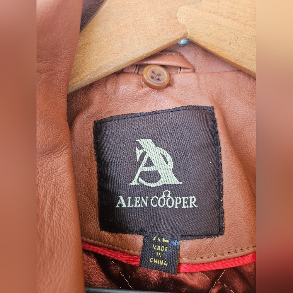 Alen Cooper-Brown Tan XL Real Leather Biker Moto Jacket For Men NWOT - Picture 6 of 13